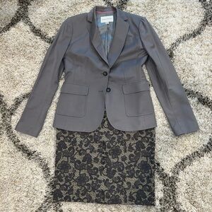 Banana Republic Gray Women’s 3 Piece Suit Jacket Pants and Lace Skirt 4